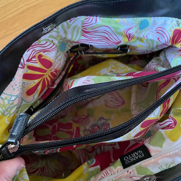 Franco Sarto Black Nylon Handbag. Size 16”L x 6”W x 11”H - Picture 4 of 15